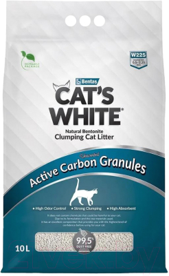 Наполнитель для туалета Cat's White С гранулами активного угля (10л/8.5кг)