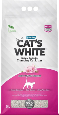 Наполнитель для туалета Cat's White С ароматом детской присыпки (5л/4.25кг)