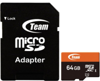 

Карта памяти Team, microSDXC UHS-I/U1 64GB Class 10 TUSDX64GUHS03