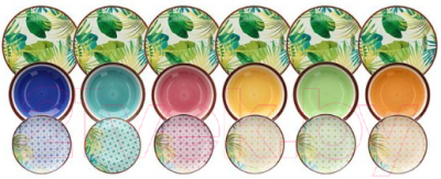 Набор тарелок Tognana Madison Jungle Multicolor / MC07018M148 (18шт)