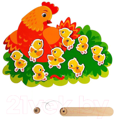 Развивающий игровой набор Лесная мастерская Магнитная рыбалка. Курочка с цыплятами / 4276374
