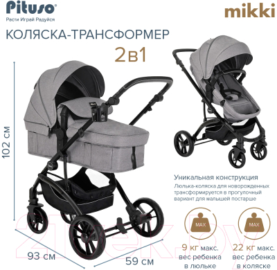 Детская универсальная коляска Pituso Mikki G16 (черный)
