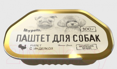 Изображение товара Влажный корм для собак Mypets Паштет из индейки / 40333 (100г)