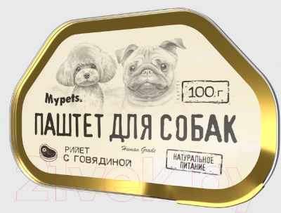 Изображение товара Влажный корм для собак Mypets Паштет из говядины / 40444 (12x100г)