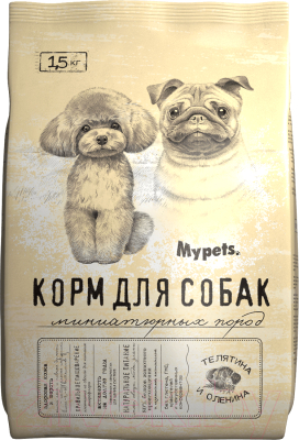 Сухой корм для собак Mypets Для миниатюрных пород с телятиной и олениной / 470124 (1.5кг)