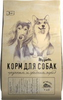 Сухой корм для собак Mypets Для крупных и средних пород с ягненком и рисом / 470193 (3кг) - 