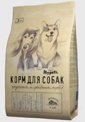 Сухой корм для собак Mypets Для крупных и средних пород с ягненком и рисом / 470193 (3кг)