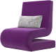 Кресло мягкое Лига Диванов Волна (микровельвет фиолетовый/подушки велюр серый с узором) - 