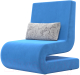 Кресло мягкое Лига Диванов Волна (велюр голубой/подушки велюр серый с узором) - 