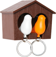 Ключница настенная Qualy Duo Sparrow / QL10124-BN-WH-OR (коричневый/белый/оранжевый) - 
