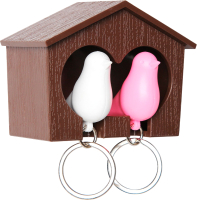 Ключница настенная Qualy Duo Sparrow / QL10124-BN-WH-PK (коричневый/белый/розовый) - 