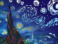 Картина по номерам Арт Узор Лунная роспись Звёздная ночь / 3716897 - 
