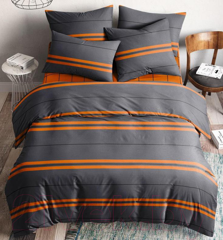 Комплект постельного белья Ночь нежна Royal Оранж Семейный 70x70 (2) книжка / 70726-1+10366-1