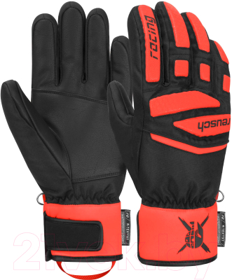 Перчатки лыжные Reusch Worldcup Warrior Prime R-Tex Xt Junior / 6271244-7809 (р-р 4, Black/Fluo Red)
