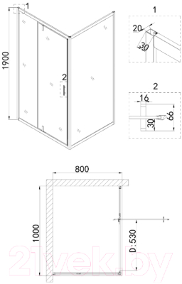 Душевой уголок Niagara 100x80 NG-83-10AB-A80B