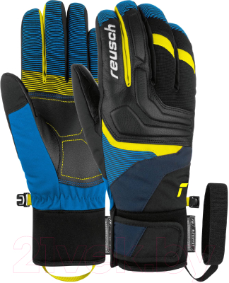 Перчатки лыжные Reusch Strike R-Tex Xt / 6101206-7800 (р-р 8, Black/Dress Blue/Safety Yellow)