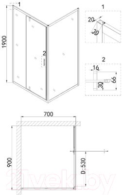 Душевой уголок Niagara 90x70 NG-83-9AB-A70B