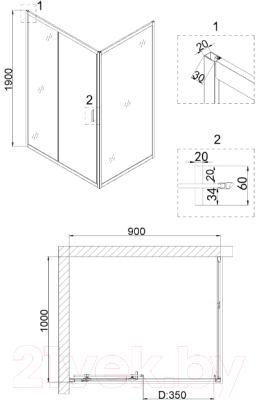 Душевой уголок Niagara 90x100 NG-82-9AB-A100B