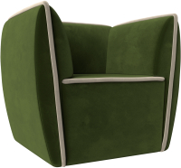 Кресло мягкое Лига Диванов Бергамо (микровельвет зеленый/кант микровельвет бежевый) - 