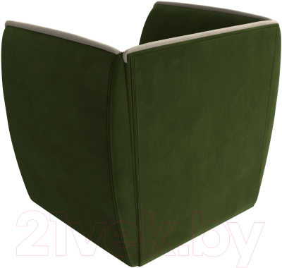 Кресло мягкое Лига Диванов Бергамо (микровельвет зеленый/кант микровельвет бежевый)
