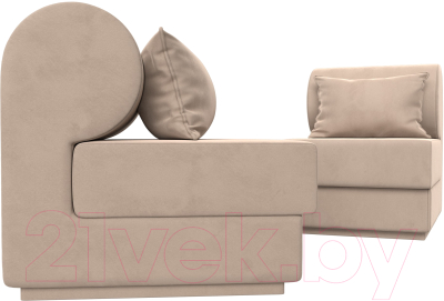 Комплект мягкой мебели Лига Диванов Кипр набор 1 (велюр бежевый)