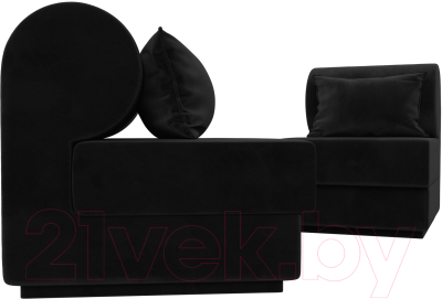 Комплект мягкой мебели Лига Диванов Кипр набор 1 (велюр черный)