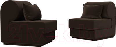 Комплект мягкой мебели Лига Диванов Кипр набор 1 (микровельвет коричневый)