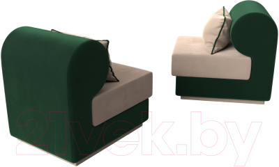 Комплект мягкой мебели Лига Диванов Кипр набор 1 (велюр бежевый/велюр зеленый/подушка велюр бежевый/кант зеленый)
