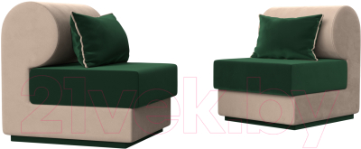 Комплект мягкой мебели Лига Диванов Кипр набор 1 (велюр зеленый/велюр бежевый/подушка велюр зеленый/кант бежевый)