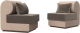 Комплект мягкой мебели Лига Диванов Кипр набор 1 (велюр коричневый/велюр бежевый/подушка велюр коричневый/кант бежевый) - 