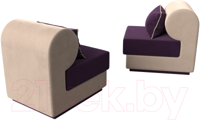 Комплект мягкой мебели Лига Диванов Кипр набор 1 (велюр фиолетовый/велюр бежевый/подушка велюр фиолетовый/кант бежевый)