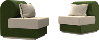 Комплект мягкой мебели Лига Диванов Кипр набор 1 (микровельвет бежевый/микровельвет зеленый/подушка микровельвет бежевый) - 
