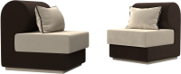 Комплект мягкой мебели Лига Диванов Кипр набор 1 (микровельвет бежевый/микровельвет коричневый/подушка микровельвет бежевый) - 