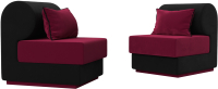 Комплект мягкой мебели Лига Диванов Кипр набор 1 (микровельвет бордовый/микровельвет черный/подушка микровельвет бордовый) - 