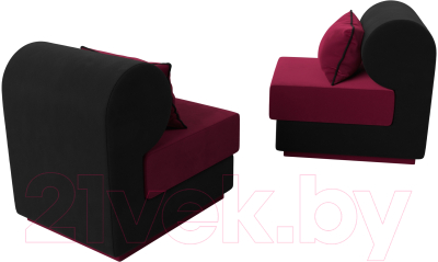 Комплект мягкой мебели Лига Диванов Кипр набор 1 (микровельвет бордовый/микровельвет черный/подушка микровельвет бордовый)
