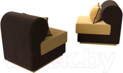 Комплект мягкой мебели Лига Диванов Кипр набор 1 (микровельвет желтый/микровельвет коричневый/подушка микровельвет желтый)