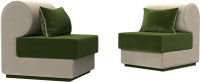 Комплект мягкой мебели Лига Диванов Кипр набор 1 (микровельвет зеленый/микровельвет бежевый/подушка микровельвет зеленый) - 