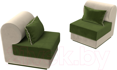 Комплект мягкой мебели Лига Диванов Кипр набор 1 (микровельвет зеленый/микровельвет бежевый/подушка микровельвет зеленый)