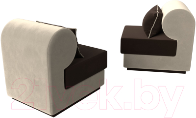 Комплект мягкой мебели Лига Диванов Кипр набор 1 (микровельвет коричневый/микровельвет бежевый/подушка микровельвет коричневый)