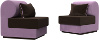Комплект мягкой мебели Лига Диванов Кипр набор 1 (микровельвет коричневый/микровельвет сиреневый/подушка микровельвет коричневый) - 