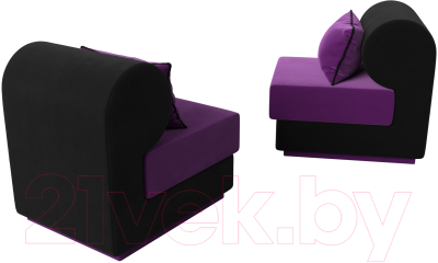 Комплект мягкой мебели Лига Диванов Кипр набор 1 (микровельвет фиолетовый/микровельвет черный/подушка микровельвет фиолетовый)
