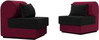 Комплект мягкой мебели Лига Диванов Кипр набор 1 (микровельвет черный/микровельвет бордовый/подушка микровельвет черный) - 