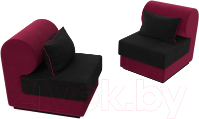 Комплект мягкой мебели Лига Диванов Кипр набор 1 (микровельвет черный/микровельвет бордовый/подушка микровельвет черный)