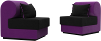 Комплект мягкой мебели Лига Диванов Кипр набор 1 (микровельвет черный/микровельвет фиолетовый/подушка микровельвет черный) - 