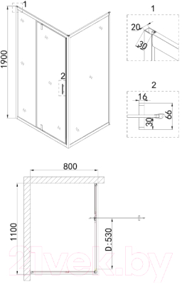 Душевой уголок Niagara 110x80 NG-83-11AB-A80B