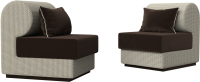Комплект мягкой мебели Лига Диванов Кипр набор 1 (микровельвет коричневый/рогожка корфу 02/подушка микровельвет коричневый) - 