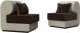 Комплект мягкой мебели Лига Диванов Кипр набор 1 (микровельвет коричневый/рогожка корфу 02/подушка микровельвет коричневый) - 