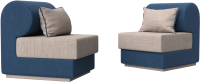 Комплект мягкой мебели Лига Диванов Кипр набор 1 (рогожка Berat бежевый/рогожка Berat синий/подушка бежевый) - 