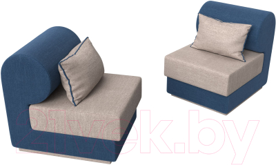 Комплект мягкой мебели Лига Диванов Кипр набор 1 (рогожка Berat бежевый/рогожка Berat синий/подушка бежевый)