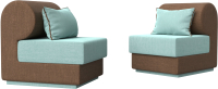 Комплект мягкой мебели Лига Диванов Кипр набор 1 (рогожка Berat ментоловый/рогожка Berat коричневый/подушка ментоловый) - 